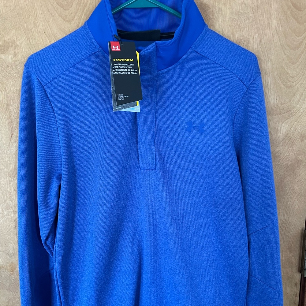 Mens UA Under Armour Golf Cold Gear STORM Blue sweater. New with Tags. Size S
